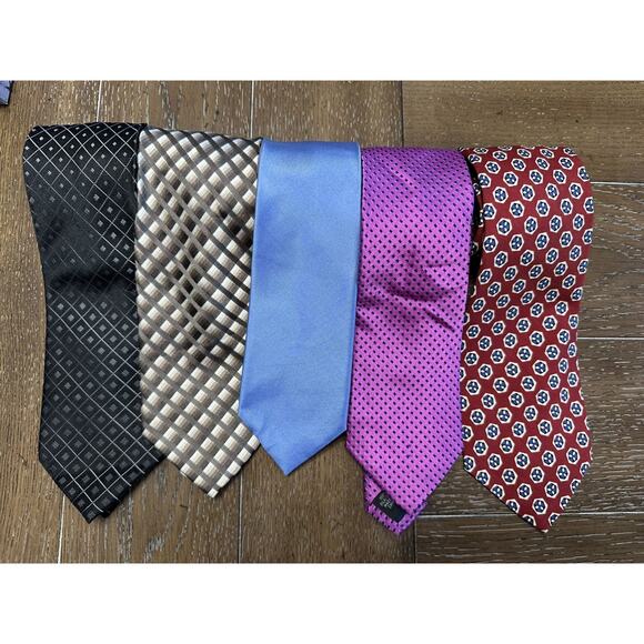 Lot x 5 Designer Ties Michael Kors Kenneth Cole Polo Ralph Lauren - Picture 1 of 5